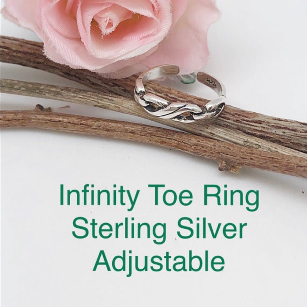 Infinity Toe Ring Sterling Silver, Adjustable, 1/8” Wide, NEW, Ships in Gift Box